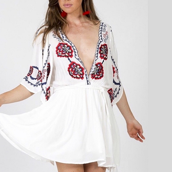 NWT💮OFFER💮 Free People Floral Embroidered Dress, Medium - Picture 3 of 16